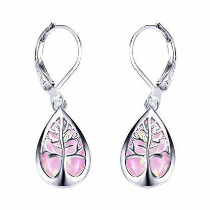 Tree of Life Earrings crafted from Opal and Silver Jula Jewelry