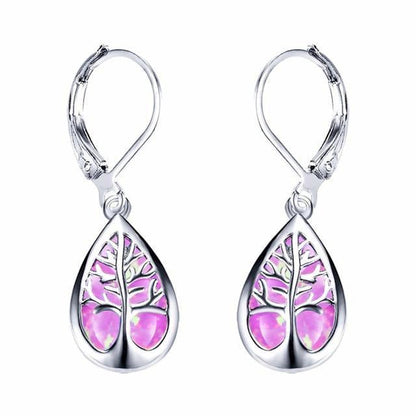 Tree of Life Earrings crafted from Opal and Silver Jula Jewelry