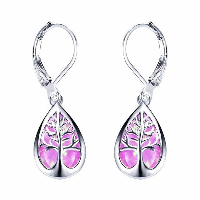Tree of Life Earrings crafted from Opal and Silver Jula Jewelry