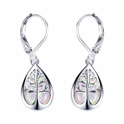 Tree of Life Earrings crafted from Opal and Silver Jula Jewelry