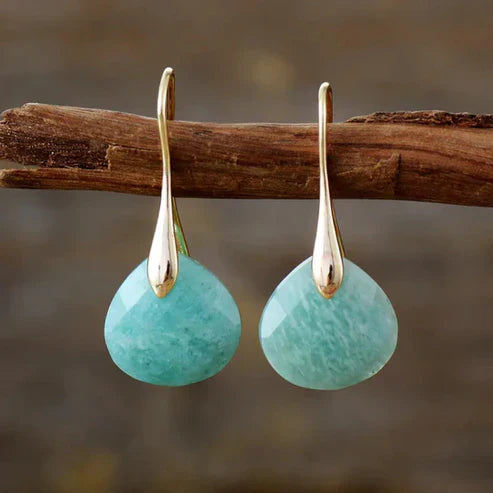Turquoise Natural Stone Gold Earrings Jula Jewelry