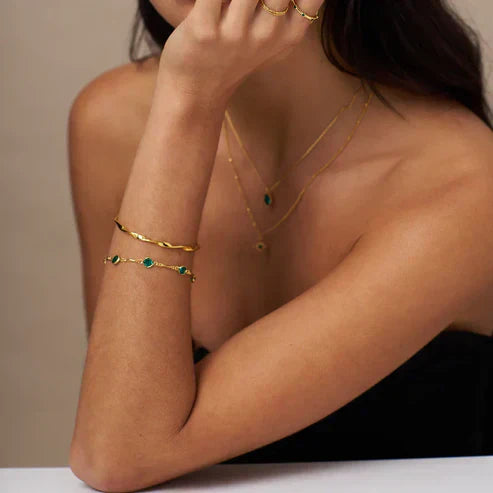 Emerald Chain Link Bracelet Jula Jewelry