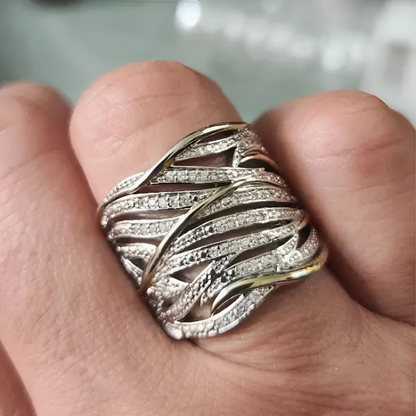Silver and Gold Interwoven Band Ring Jula Jewelry
