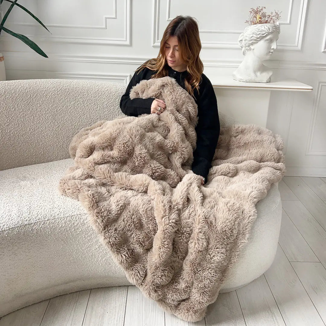 Cozy Blanket Soft Warm Rabbit Fleece Throw for Home Decor SleepingPillow