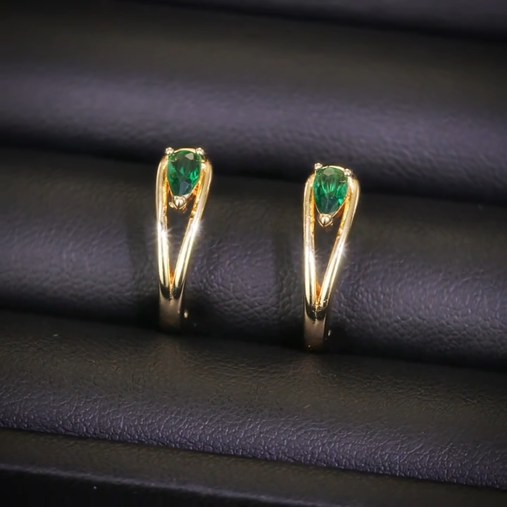 Gold Hoop Earrings with Emerald Accents Jula Jewelry
