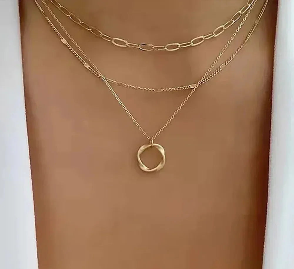 Vintage gold layered chain with pendant necklace Jula Jewelry