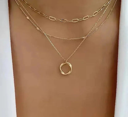 Vintage gold layered chain with pendant necklace Jula Jewelry