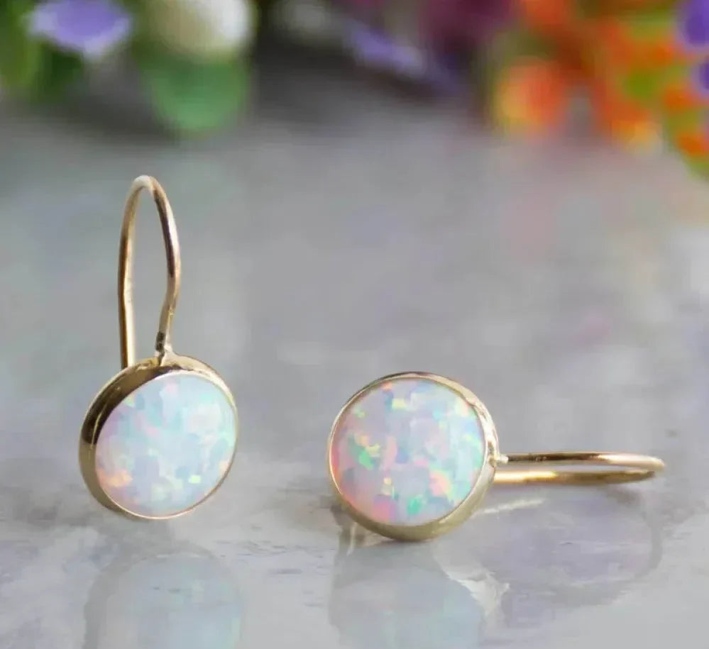 Vintage opal gemstone gold earrings Jula Jewelry