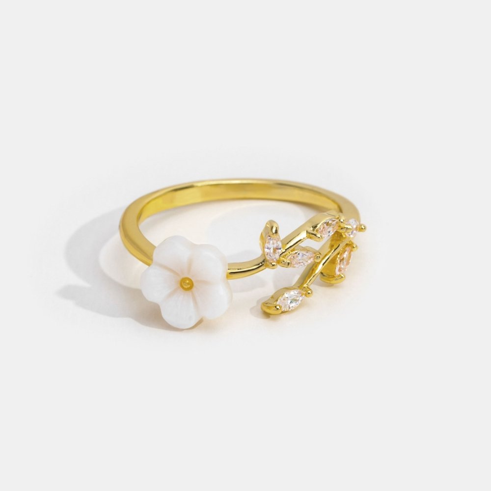 Gold Floral and Leaf Adjustable Ring Jula Jewelry