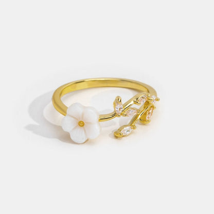 Gold Floral and Leaf Adjustable Ring Jula Jewelry