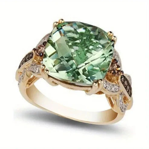 Golden Olive Crystal Ring Jula Jewelry